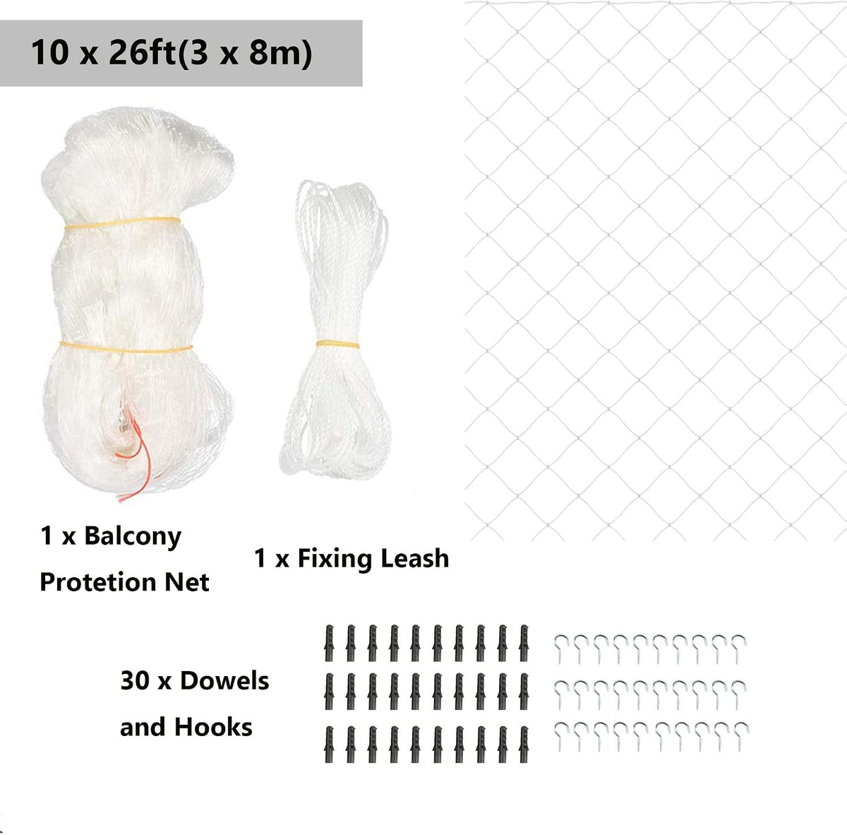 Cat Netting for Balcony, Anti-Fall Fence for Balcony/Stairs/Window