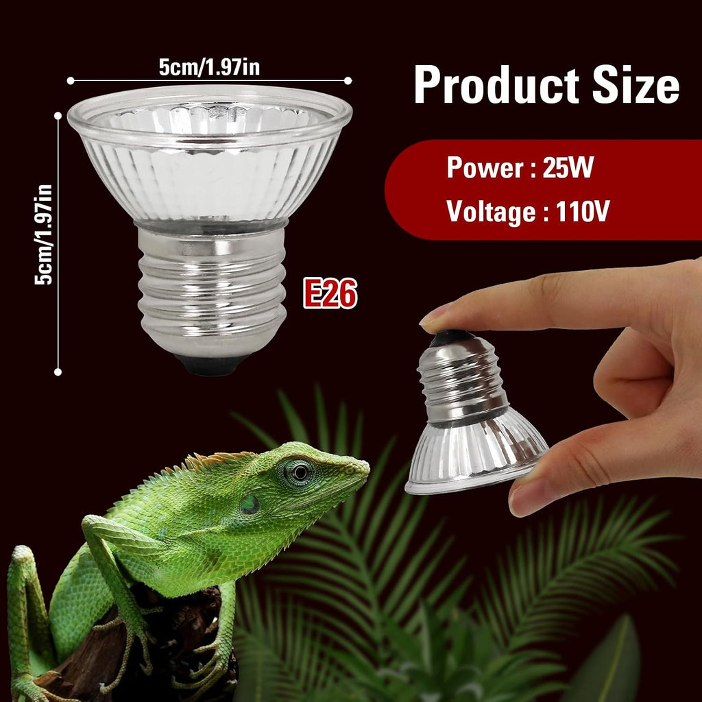 4 Pack UVA Infrared Reptile Heat Bulbs, Red Light, 25W