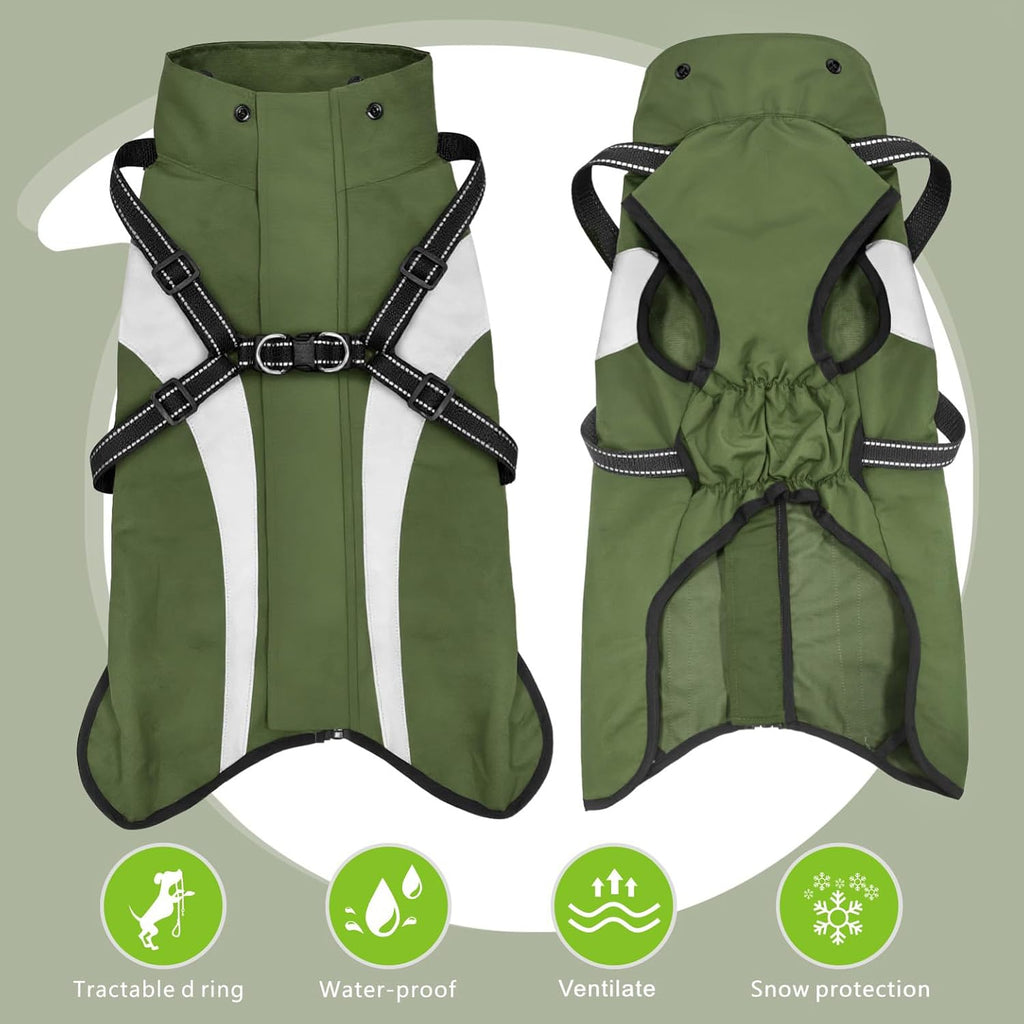 Dog Raincoat Waterproof Raincoats for Dog Reflective Dogs Rain Jackets with Hood Hoodie Pet Rain Poncho Coat for Small Medium Large Dogs Puppies S-XXL (Green, S)
