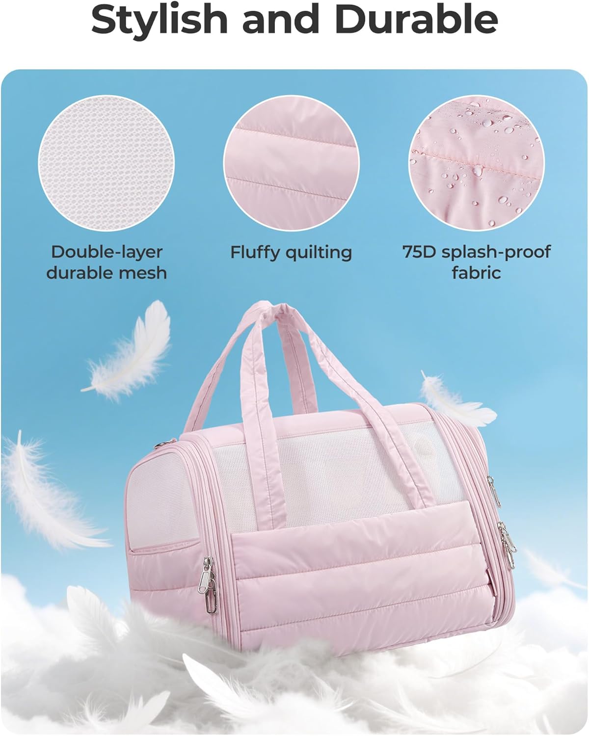 BAGSMART Cat Carrier Soft-Sided Puffy Quilted Collapsible Pet Travel Bag
