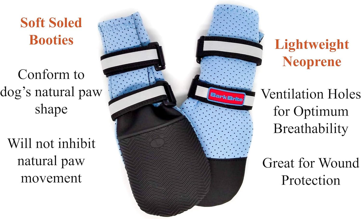 Bark Brite Lightweight Neoprene Paw Protector Dog Boots Designed for Comfort and Breathability in 5 Sizes (Blue Md)