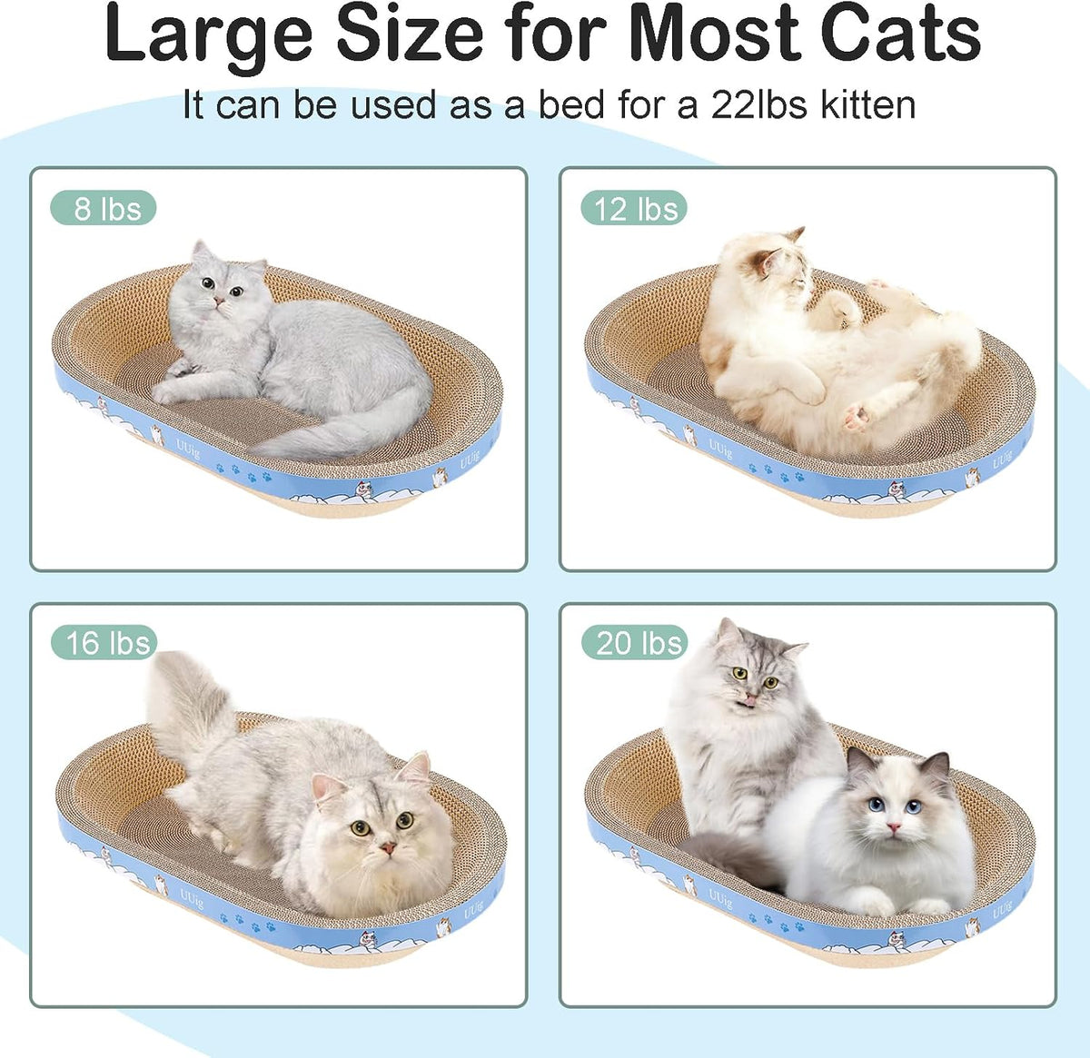 Cat Scratcher Bed 23.6x14.9” Extra Large Cardboard Cat Scratching Bed
