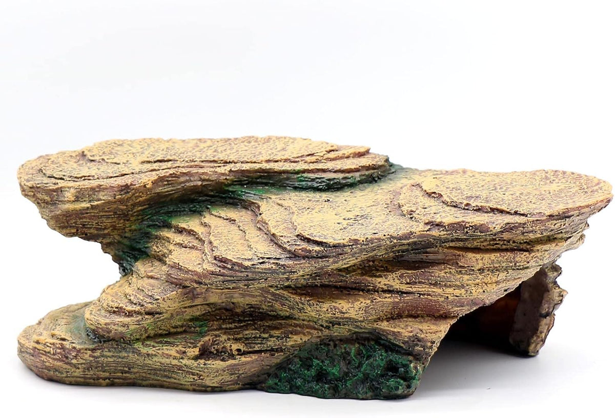 Turtle Basking Platform Shale Scape Step Ledge, Reptile Cave Hideout Turtle Tank Accessories Decorations, Great for Reptiles, Amphibians, Leopard Gecko, Bearded Dragons, Lizard, Frogs