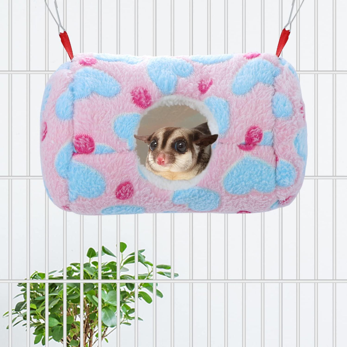 Wontee Hamster Hammock Warm Bed House Small Animal Hideout for Hamsters Gerbil Young Rat Mouse (Pink)