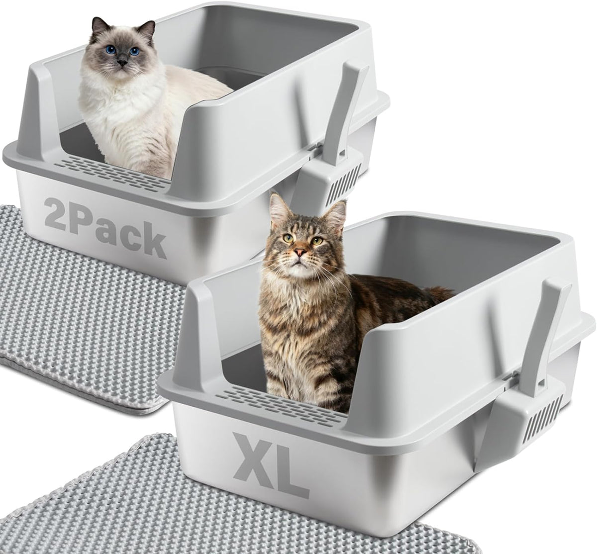 Stainless Steel Cat Litter Box with Lid, 2 Pack XL Metal Litter Box