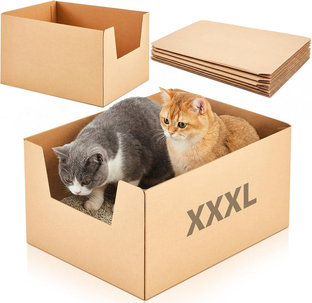 2 Pack 19 x 15 Inch Disposable Litter Boxes, Jumbo Cardboard High Sided