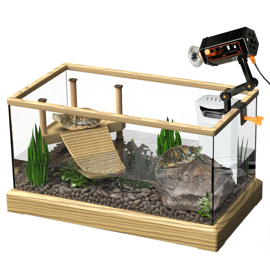 Turtle Aquarium Kit with Basking Platform - Filter and Light for Kids