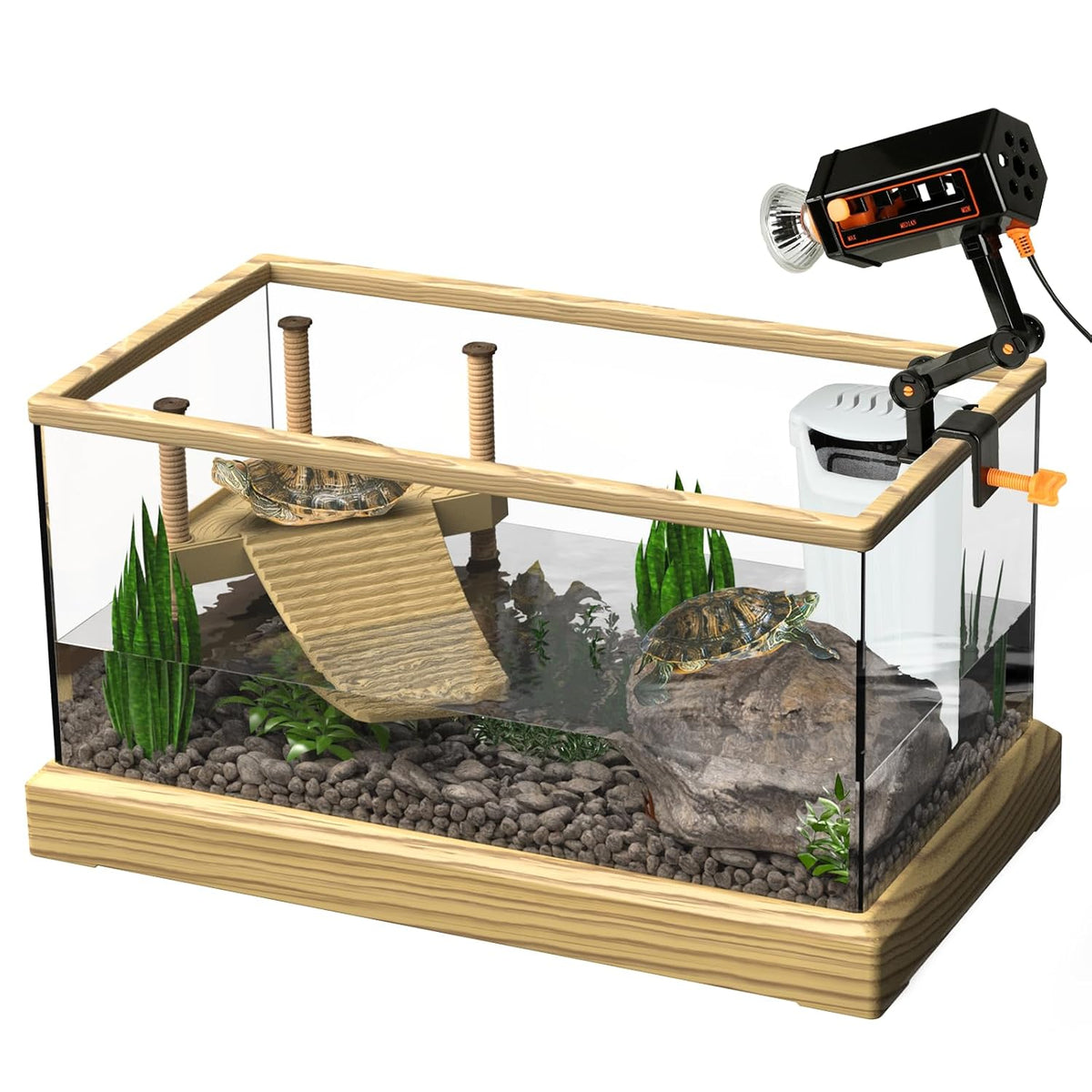 Turtle Aquarium Kit with Basking Platform - Filter and Light for Kids