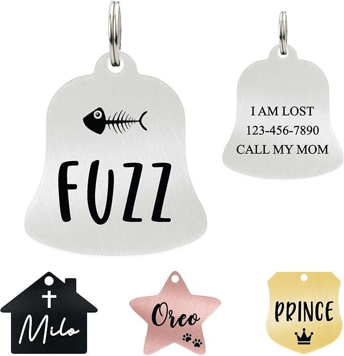Ultra Joys Cat ID Tag Personalized Pet Tags, Durable Stainless Steel Small Pet by UltraJoys