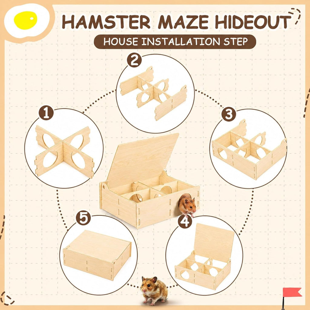 BreezeHug 4 Pcs Hamster Cage Accessories Hamster Platform Toy, Enclosure