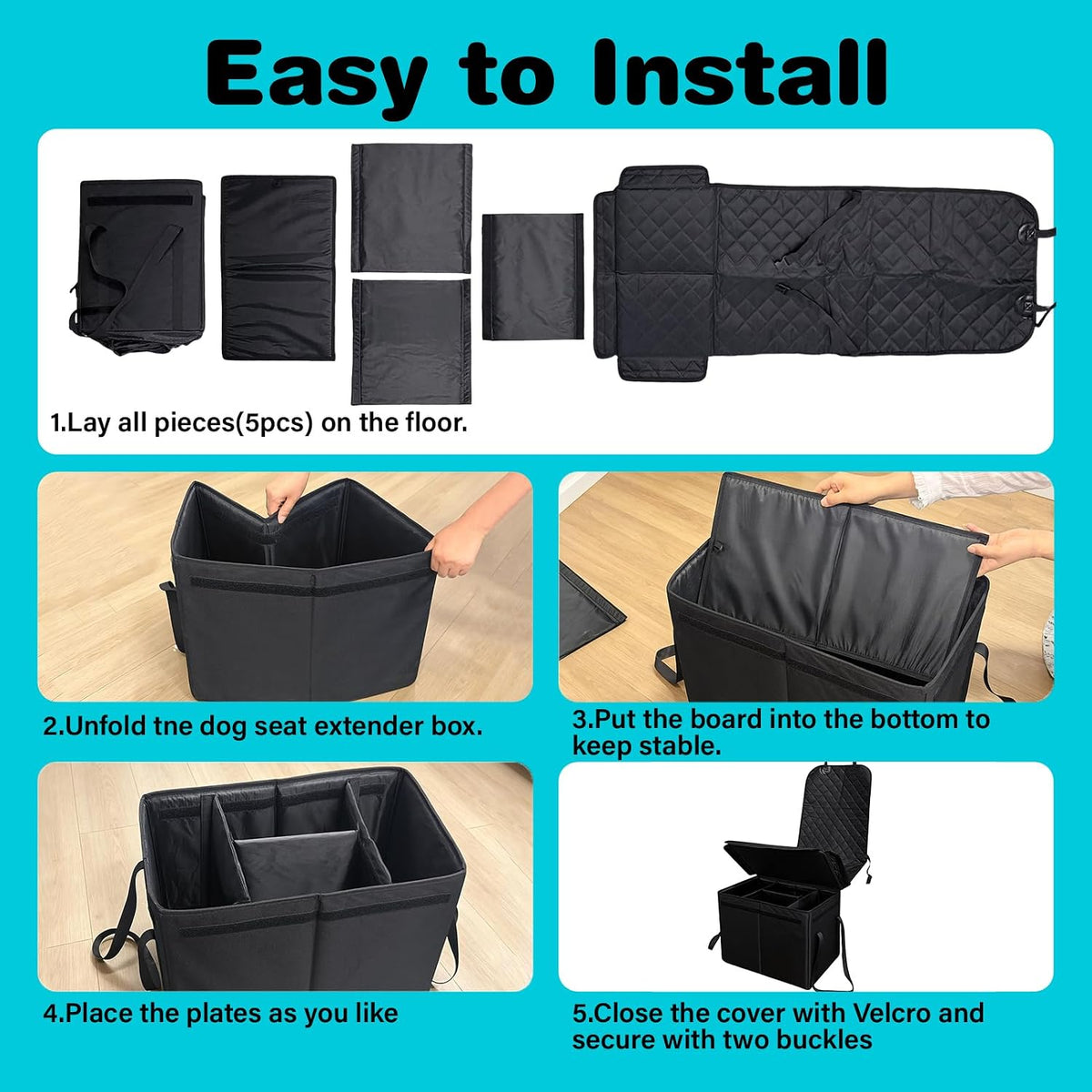 Dog Car Seat Extender with Storage, Car Seat Extender for Dogs