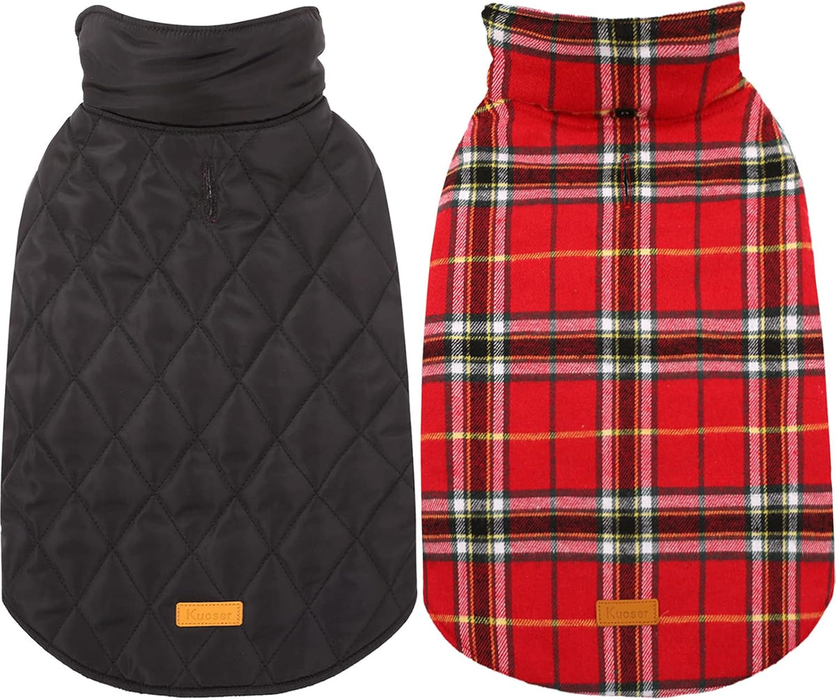 Kuoser Waterproof Dog Coat, Warm Reversible Dog Jacket with Leash Hole
