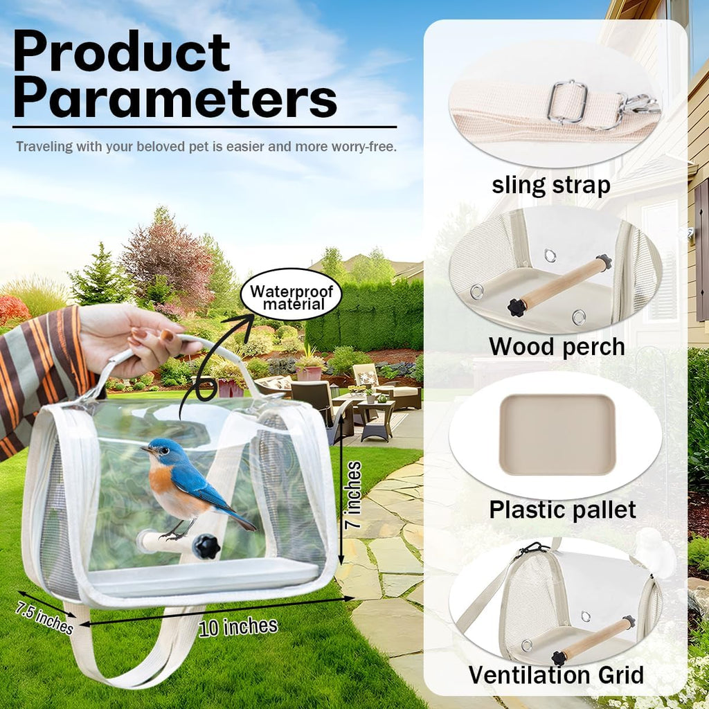 Hands Free Small Pet Cage with Breathable Mesh Windows Parrot Backpack