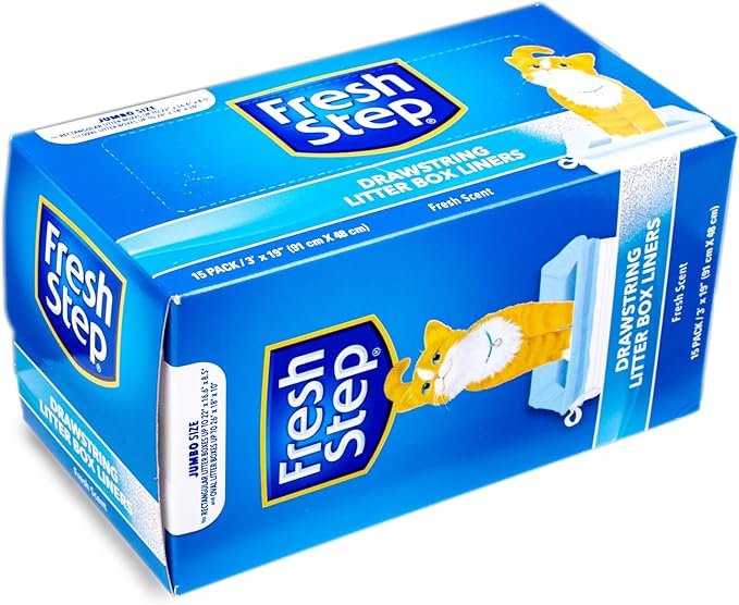 Fresh Step Jumbo Drawstring Cat Litter Box Liners, Scented Heavy Duty Kitty - Image 4