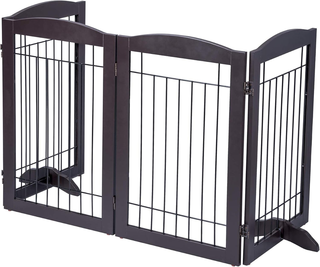 Spirich Free Standing Foldable Metal Pet Gate for Dog, 80" Extra Wide 30" H