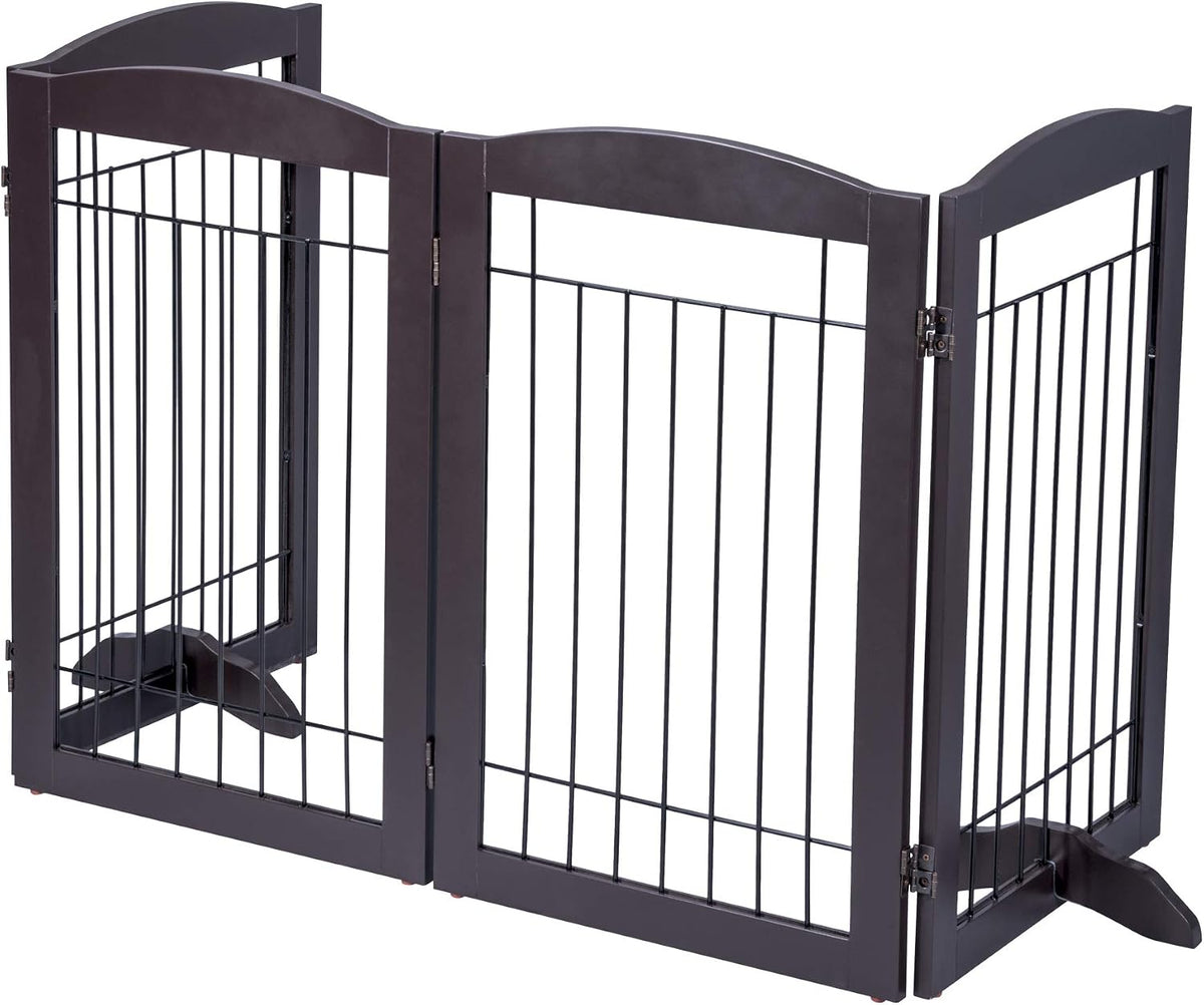 Spirich Free Standing Foldable Metal Pet Gate for Dog, 80" Extra Wide 30" H