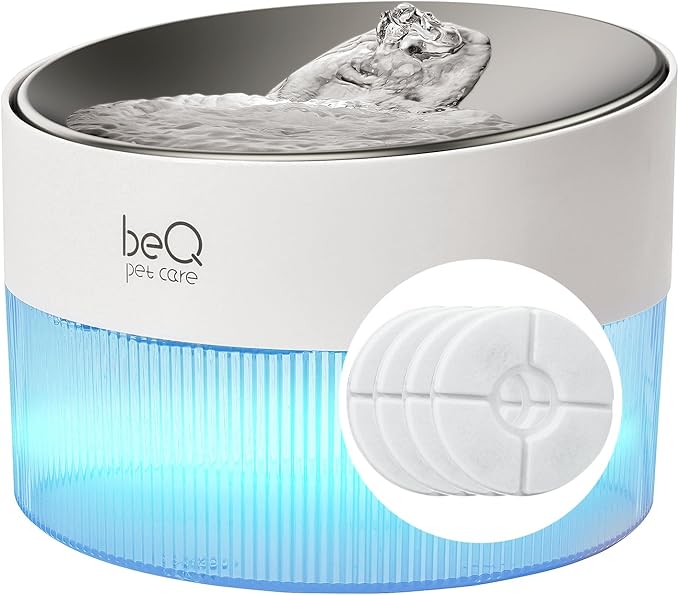 beQ Cat Water Fountain, 84oz/2.5L Stainless Steel Automatic Pet Fountain Dog by beQ