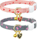 2 Pack Cotton Breakaway Cat Collar Pink and Gray Heart Shaped Pendant Cute by Fyeqyaou