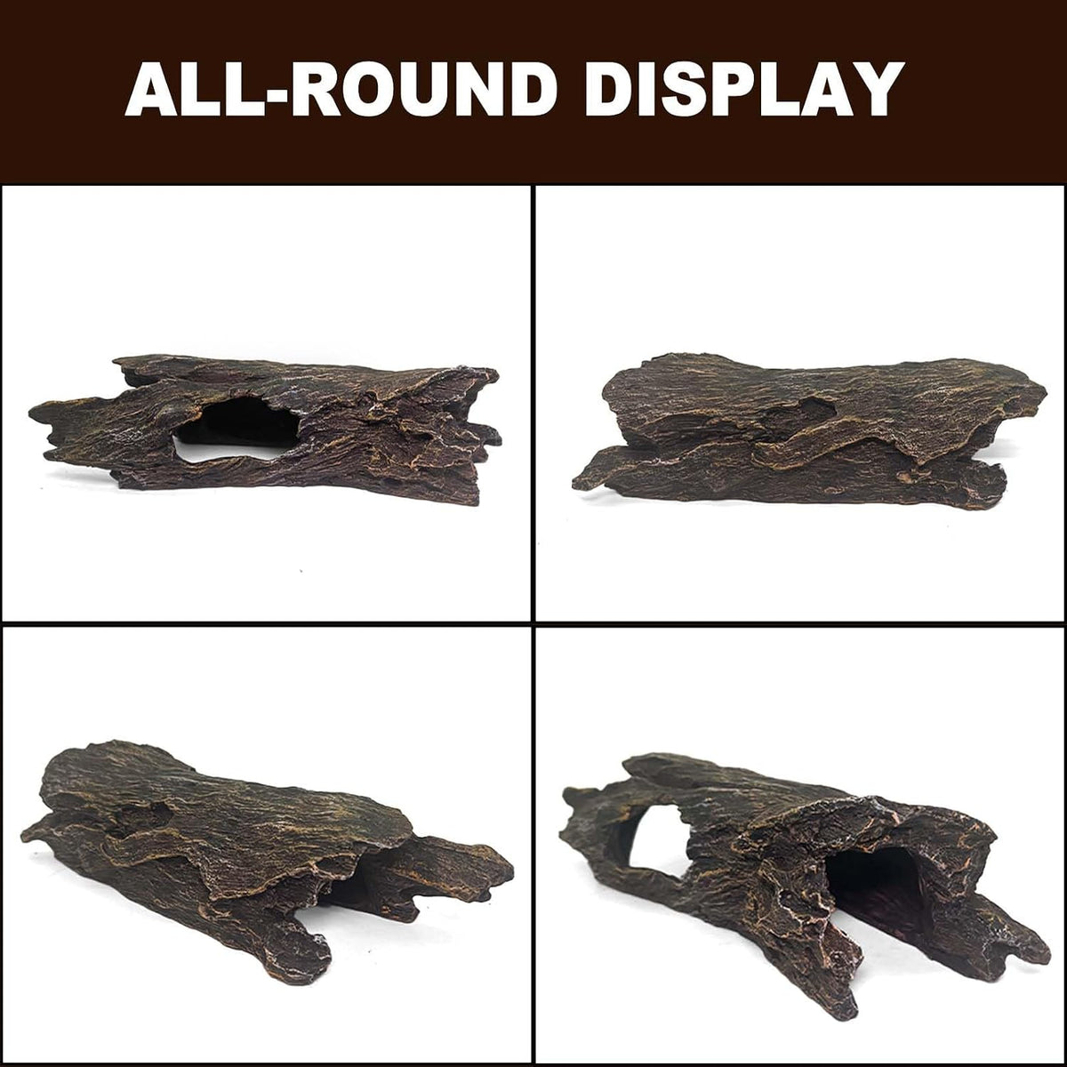 Tfwadmx Leopard Gecko Hide,10"Reptile Hideout Resin Hollow Log for Aquarium