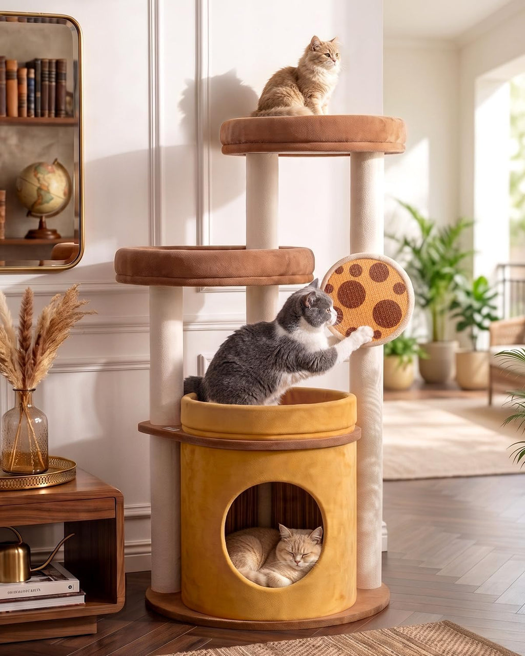 46 inch Cat Tree Tower for Indoor Cats Large Adult, Cozy Cat Condo