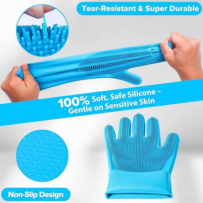 6PCS Pet Grooming Kit for Dogs, Cats and Horses | Dog Washing Gloves | Dog Bath - Image 4
