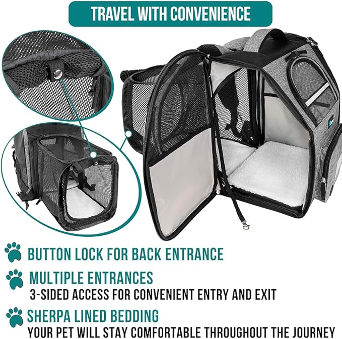 PetAmi Dog Cat Backpack Carrier, Expandable Pet Carrier Backpack - Image 4