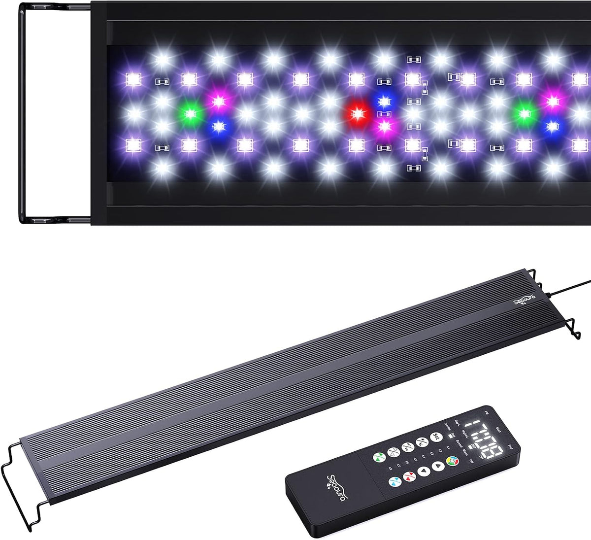 SEAOURA 24/7 LED Aquarium Light with 2.4G Wireless Remote, 30-36 Inch, Full Spectrum Fish Tank Light for Plant Growth, Auto On Off Timer, 20-Brightness, Power Off-Memory, Day/Night & DIY Mode
