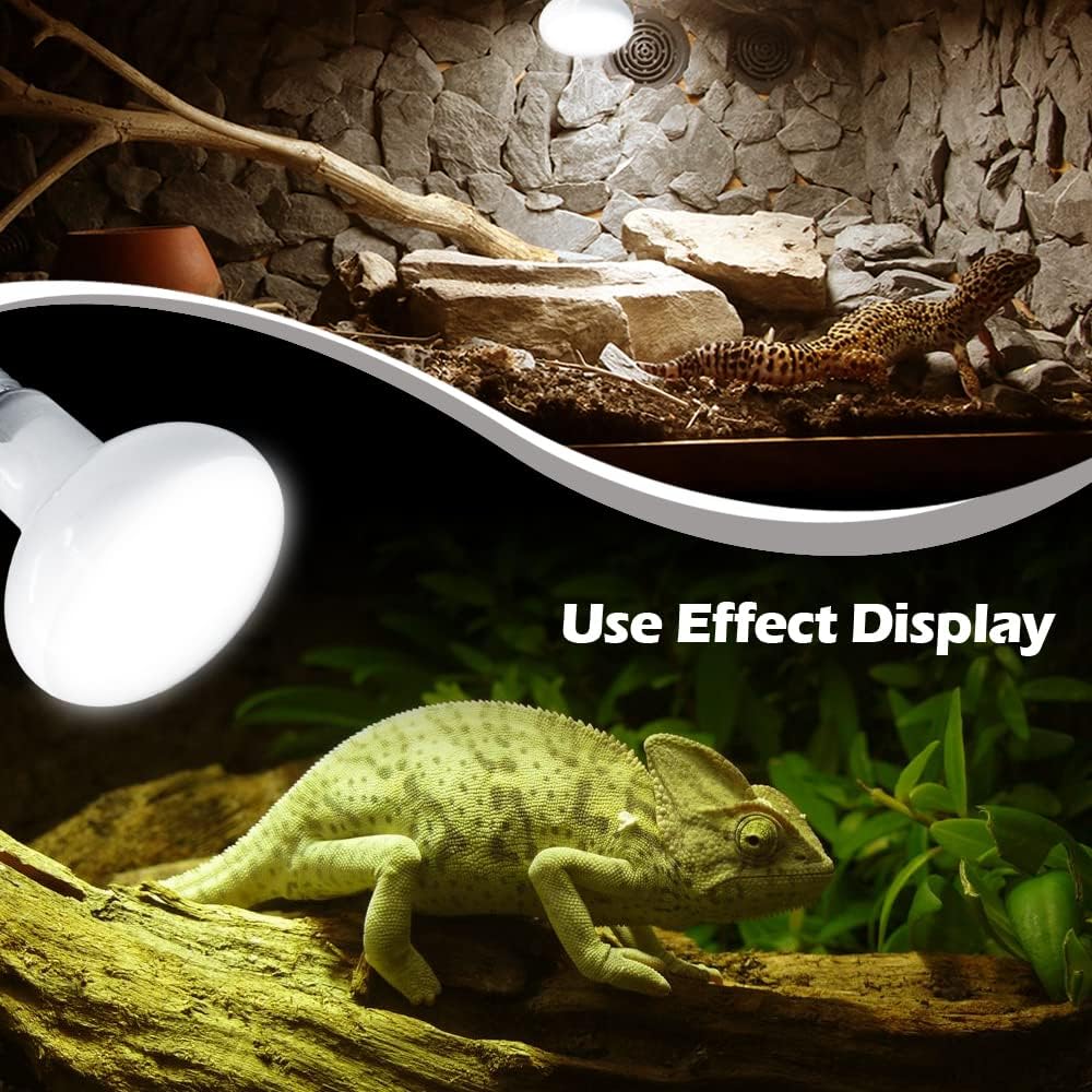 Reptile Heat Lamp 75W 2 Pack,UVA Basking Light Bulbs,Natural Daylight Terrarium Heat Lamps for Bearded Dragon Accessories,Turtle,Tortoise,Lizard,Snake,Gecko,Chicken with Temperature Strips
