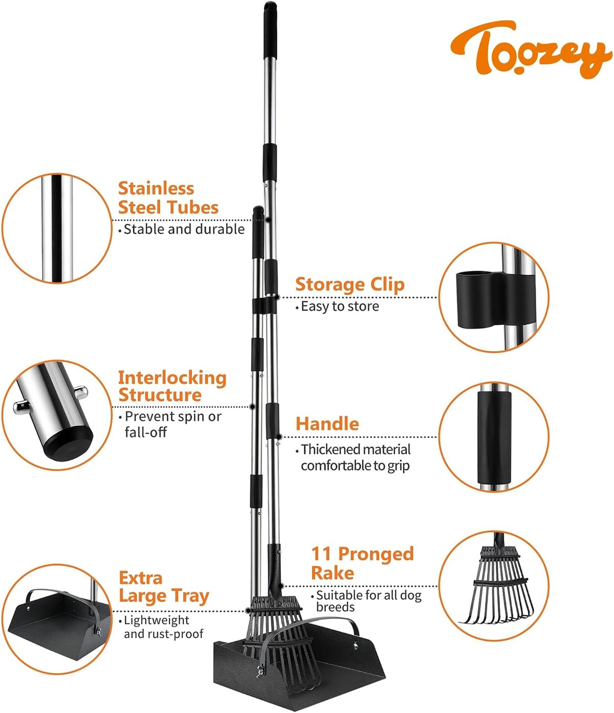 Toozey Dog Pooper Scooper for Large Dogs, Extra Large 54.33" Long Handle