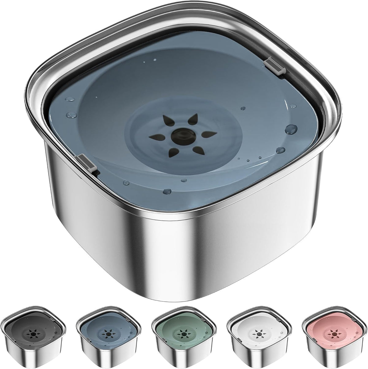 UPSKY 3L Stainless Steel Dog Water Bowl, No-Spill Slow Drinking Feeder