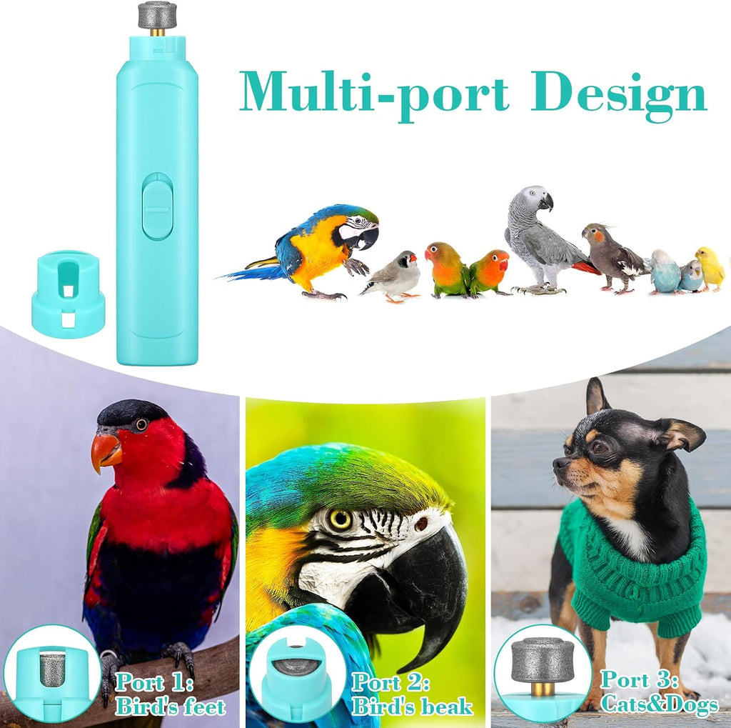 Lasnten 2 Pcs Bird Nail Grinder with Clipper Bird Nail Trimmer File Pet Grooming Tool for Parrot Budgerigars Parakeets Myna Conure Finches Lovebirds (Cyan Blue)