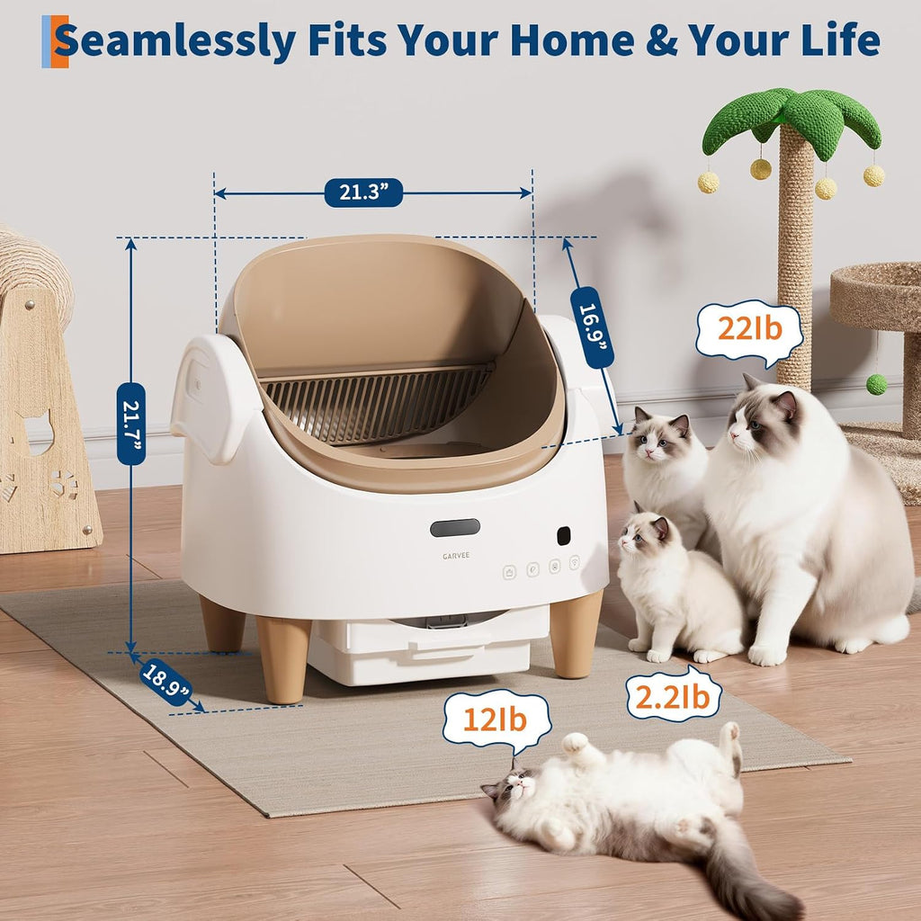 Automatic Cat Litter Box with Safty Sensor System, App Control