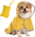 Dog Raincoat for Large Dogs, Waterproof Adjustable Clear Hooded Poncho, L