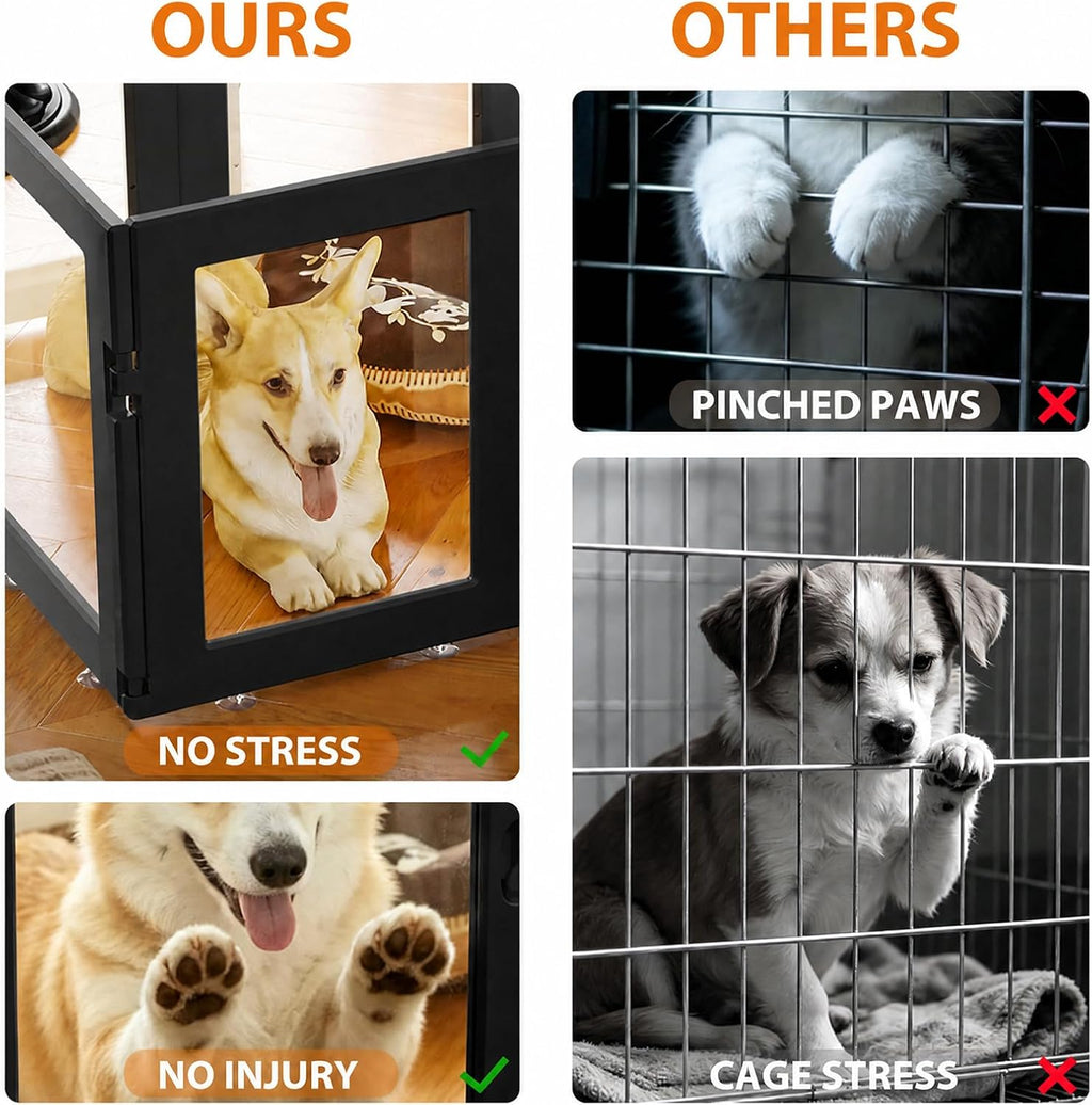 Yunphia Clear Acrylic Indoor Dog Playpen, 10 Panels, 24 in H for Small Dogs