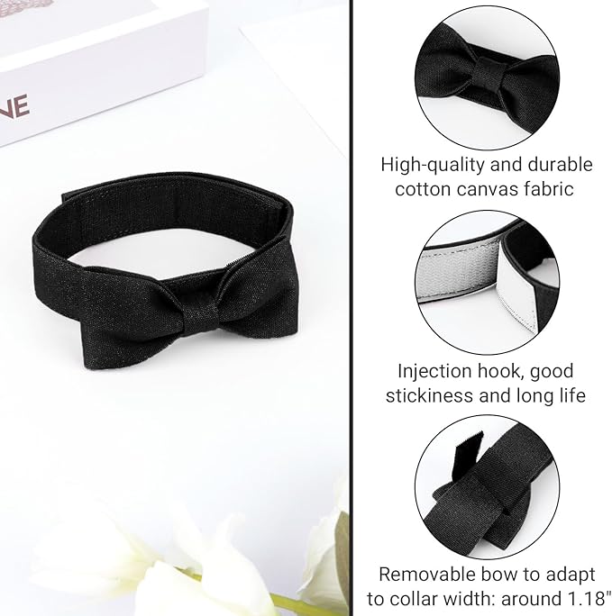 Segarty Bow Ties for Dogs Neck Girth 10.2-14.2in, Adjustable Black Bowtie - Image 2