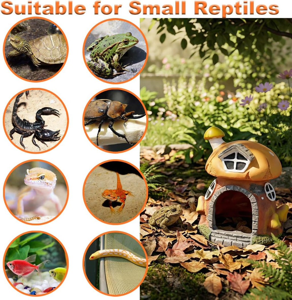 Toad House Reptile Snake Hide, 6''H Mushroom Ball Python Hide for Outside