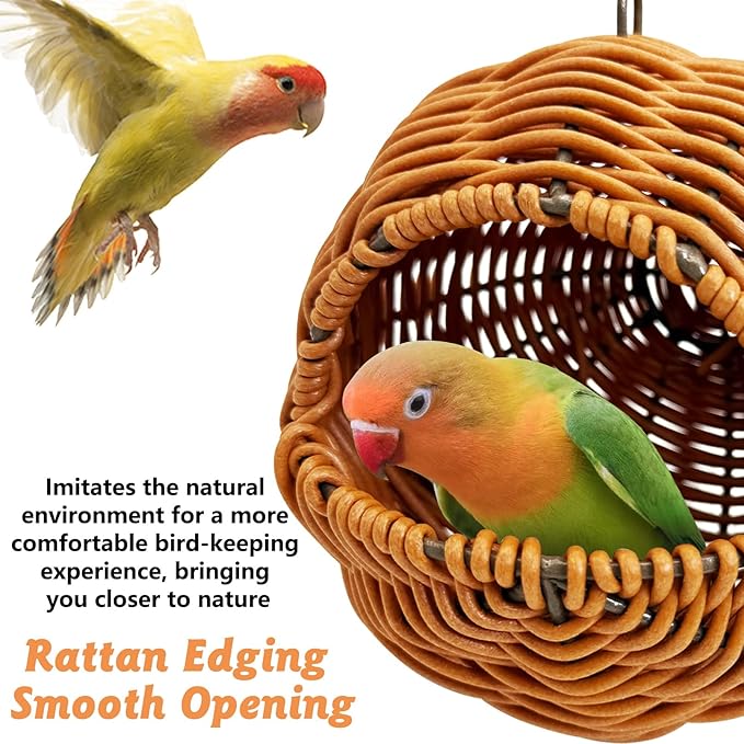 BNOSDM Rattan Bird Nest Parrot Nesting House Parakeet Nesting Soft Lovebird - Image 7