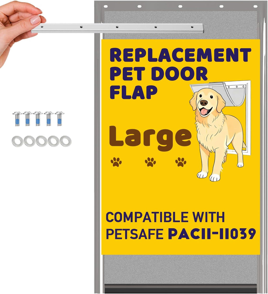 2Pack Pac11-11039 Large Dog Door Replacement Flaps with Bracket，Brown