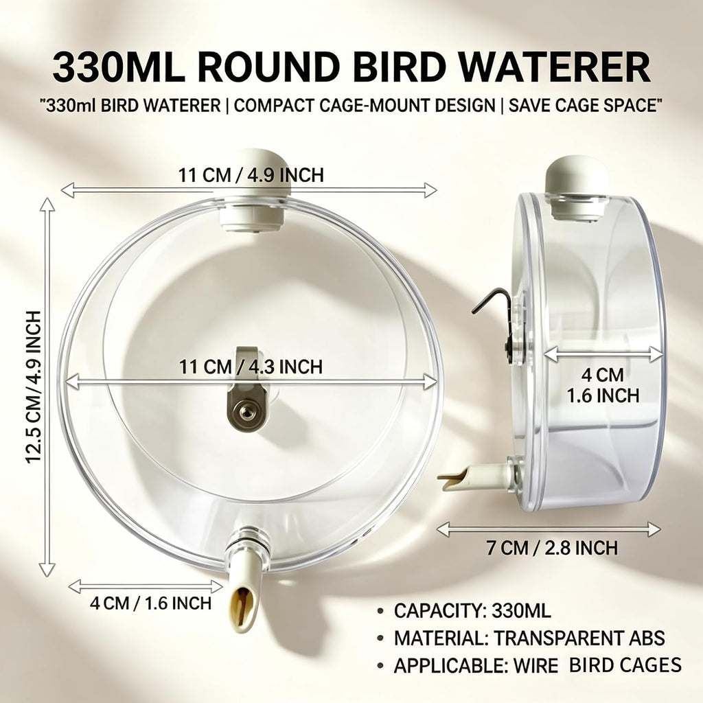 330-Milliliter Top-Fill Bird Water Dispenser with No-Drip Brass Pin