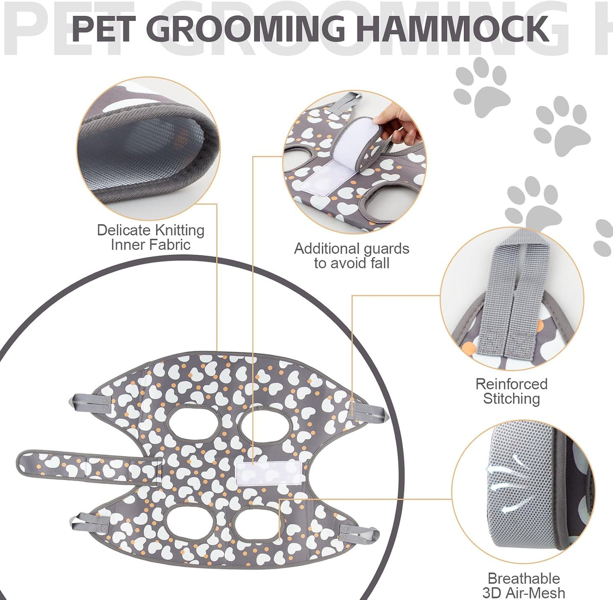 Pet Hammock & Harness for Small Dogs & Cats - Grooming Sling for Nail Trimming & Cutting