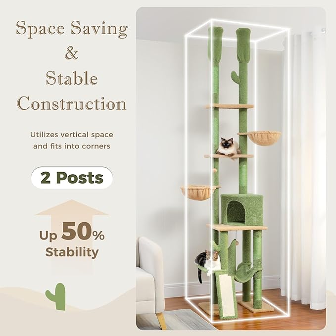 PAWZ Road Cactus Cat Tree Floor to Ceiling Cat Tower - Image 6