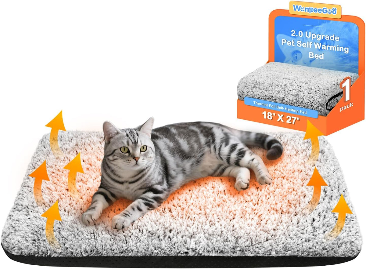 Self Warming Cat Bed, 2.0 Upgraded Thermal Mat for Indoor Cats, 18 x 27 In