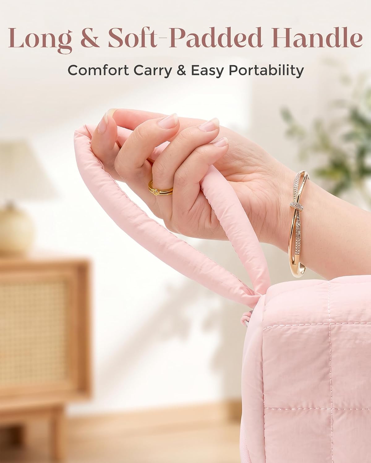 ProCase Travel Electronic Organizer Pouch, Puffy Tech Pouch -M, Pink