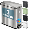 iTouchless 3 Gallon Cat Litter Waste Bin with AbsorbX Odor Filter, Use Any Bag, No Special Refills, Pet Waste Receptacle, Step Pedal Soft Close Metal Garbage Bin, Litter Box Sidekick, Stainless Steel