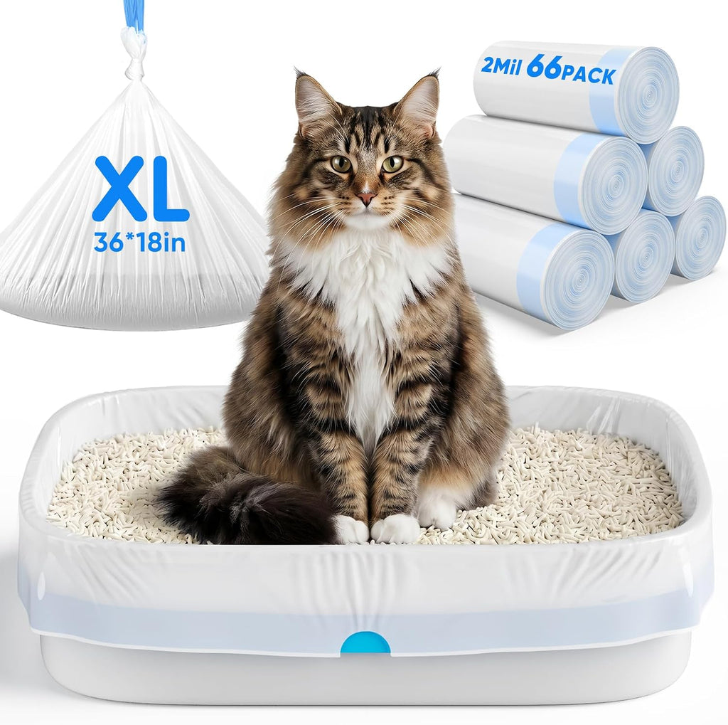 33 Count Jumbo Cat Litter Box Liners,36" X 18" Cat Litter Bags