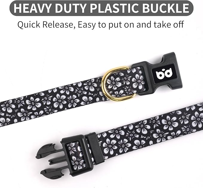 QQPETS Adjustable Soft Dog Collar: Print Flower Pink Multicolor Cute Patterns - Image 3