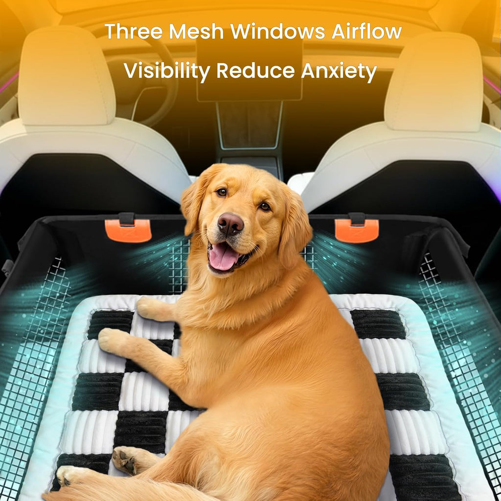 Large Dog Car Seat, Half Back Seat Extender with Hard Bottom