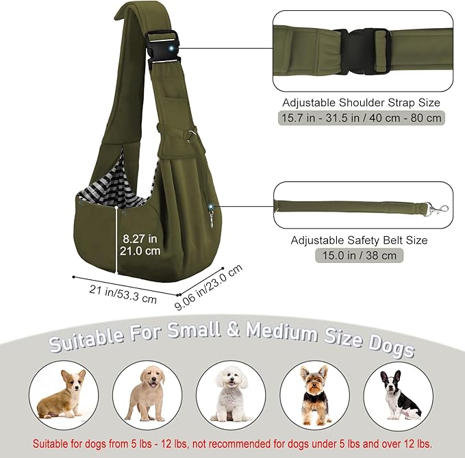 PETLOFT Reversible Dog Cat Sling Carrier, Small Dog Carrier, Adjustable Dog - Image 2