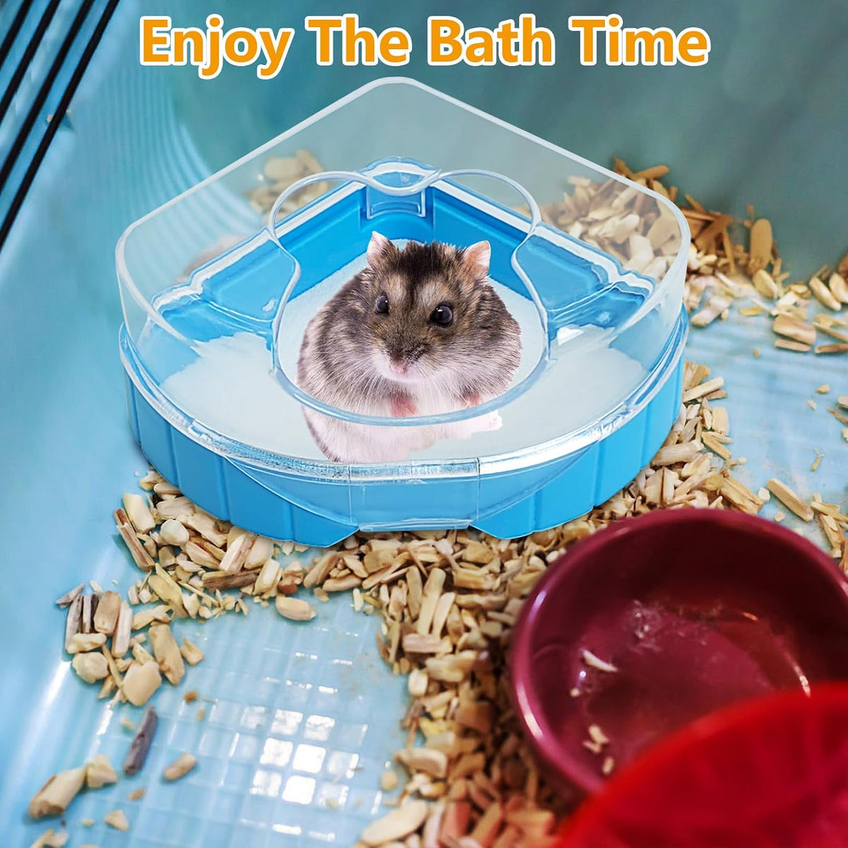 Hamster Sand Bath Kit, 2LB Bathing Sand for Gerbils with Plastic Sandbox Chinchilla Cleaning Powder Dust Free Small Animals Showering Sand for Rodent Mice Rat Mouse