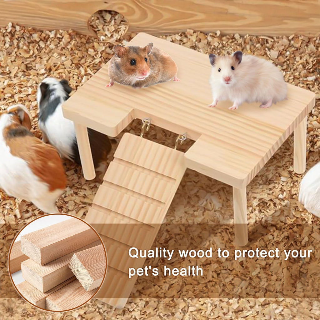 Reptiles Hideout Wooden with Climbing Ramp Bearded Dragon Hide Cave Wood Aquariums & Terrariums Accessories for Bearded Dragons Leopard Geckos Lizards Turtles Hamsters(U-Shape)